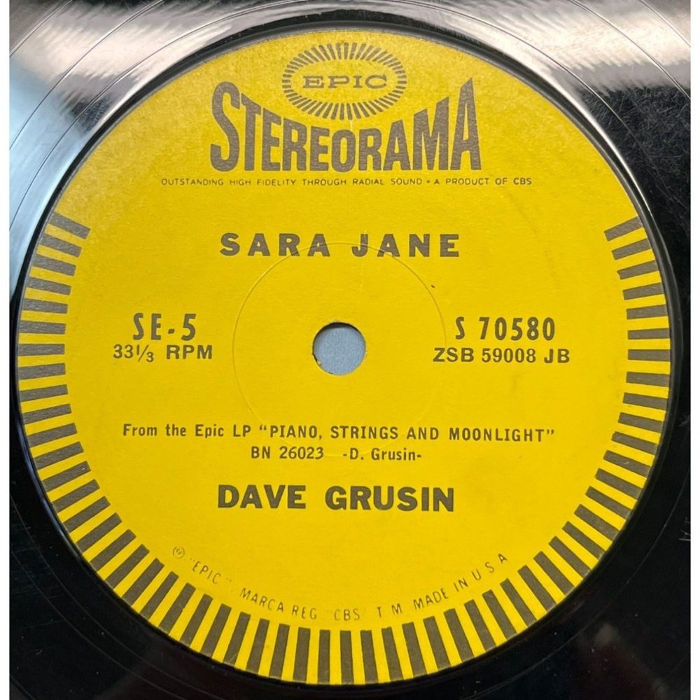 Dave Grusin 7" Jukebox Compact 33 Sara Jane / The Party's Over Epic S 70580